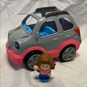 Fisher Price 2015 SUV Gray Pink Toy Car with Original Little People Figurine